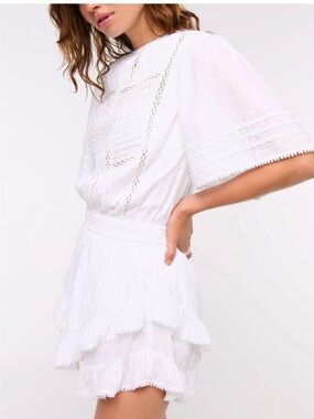 Abercrombie & Fitch White Eyelet Romper with Tiered Skirt